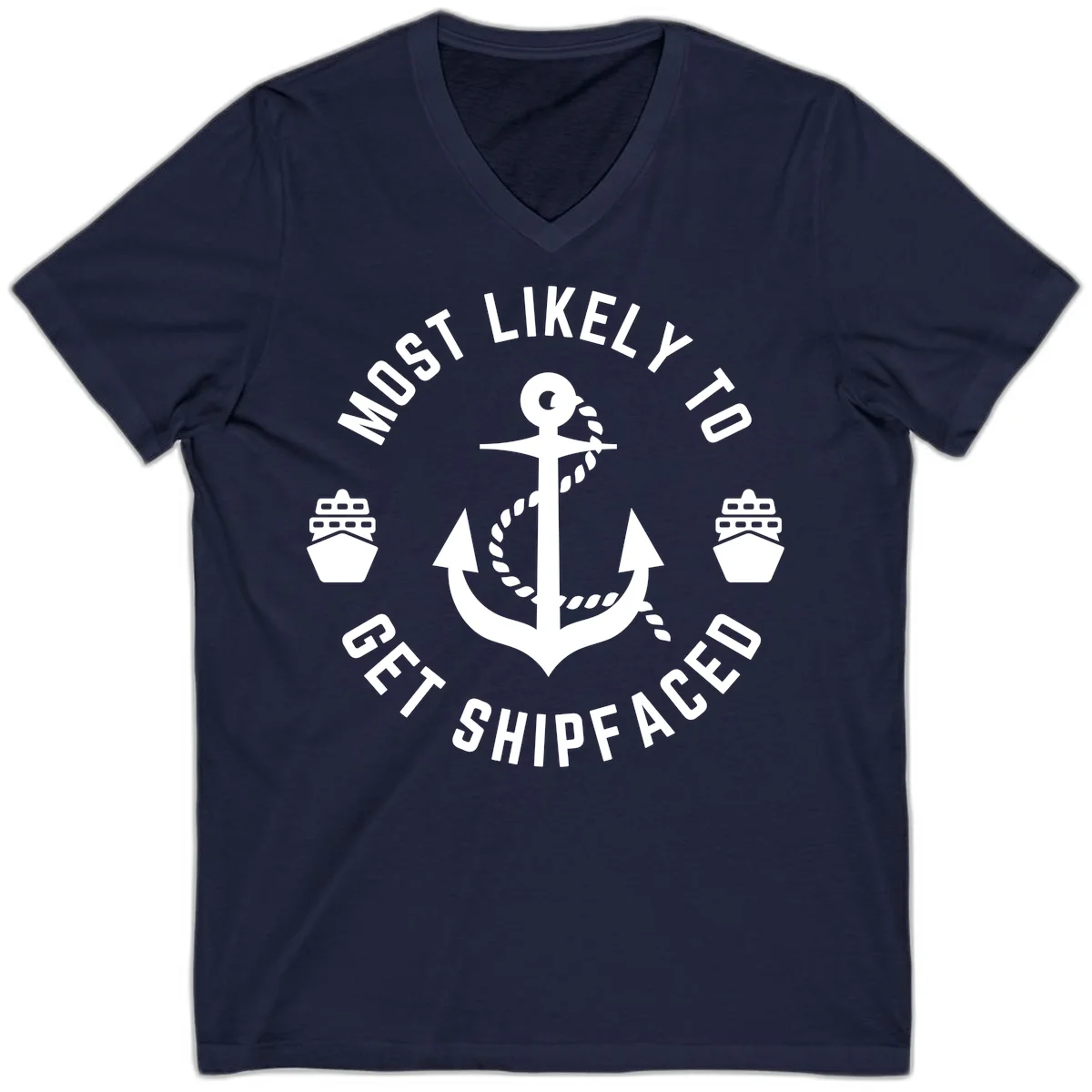Most Likely To Get Shipfaced V-Neck in Navy
