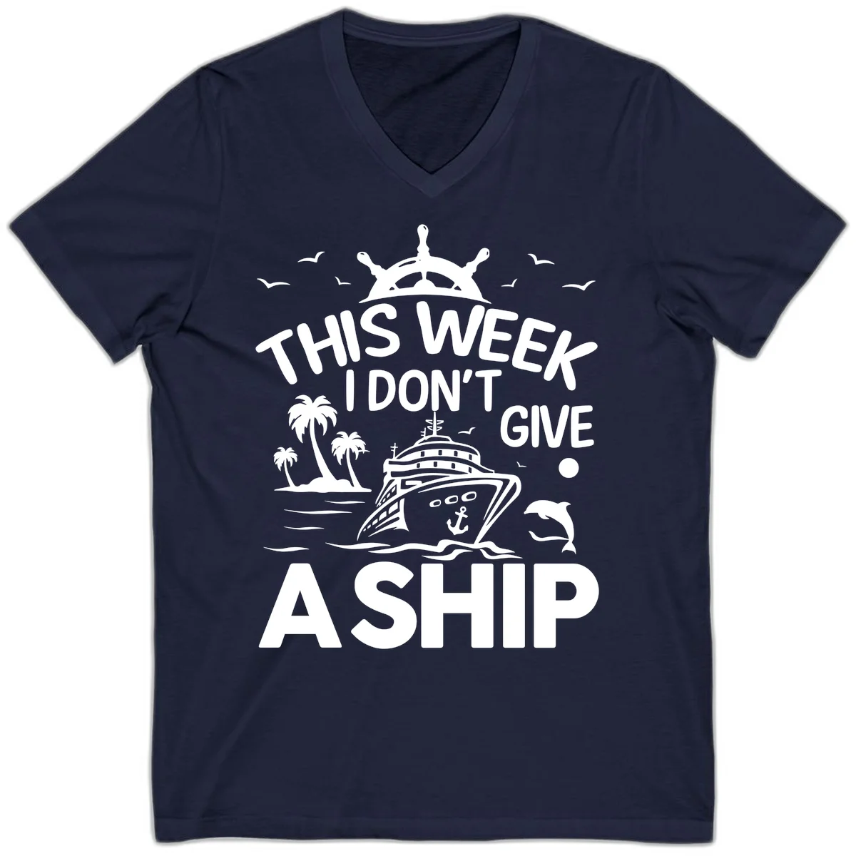 This Week I Don't Give A Ship V-Neck in Navy