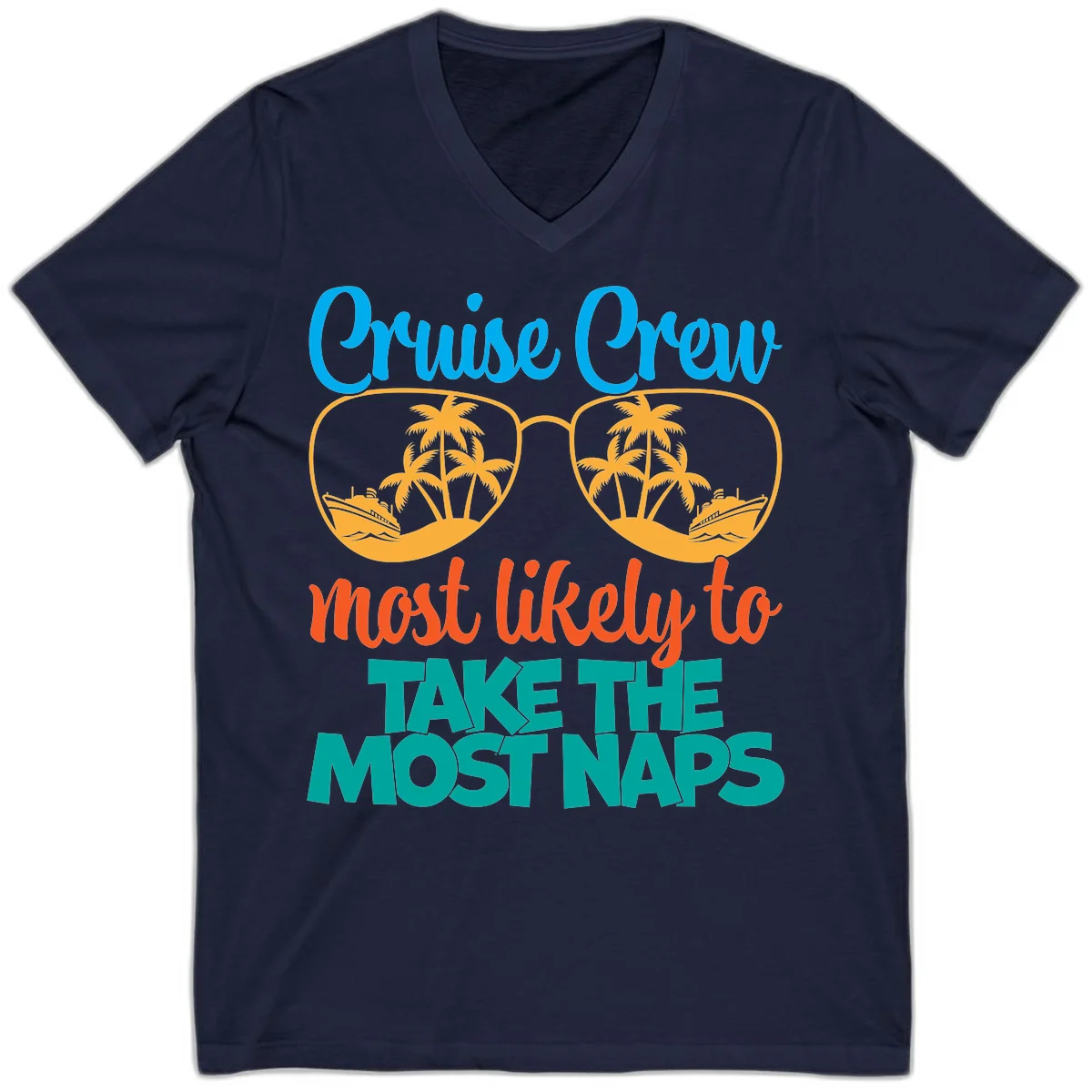 Cruise Crew Most Likely To Take The Naps V-Neck in Navy