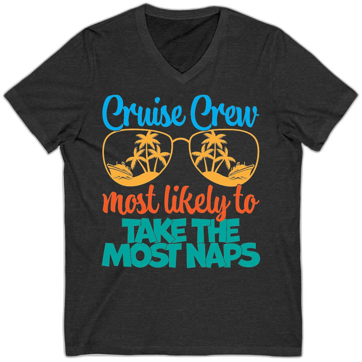 Cruise Crew Most Likely To Take The Naps V-Neck in Dark Grey Heather