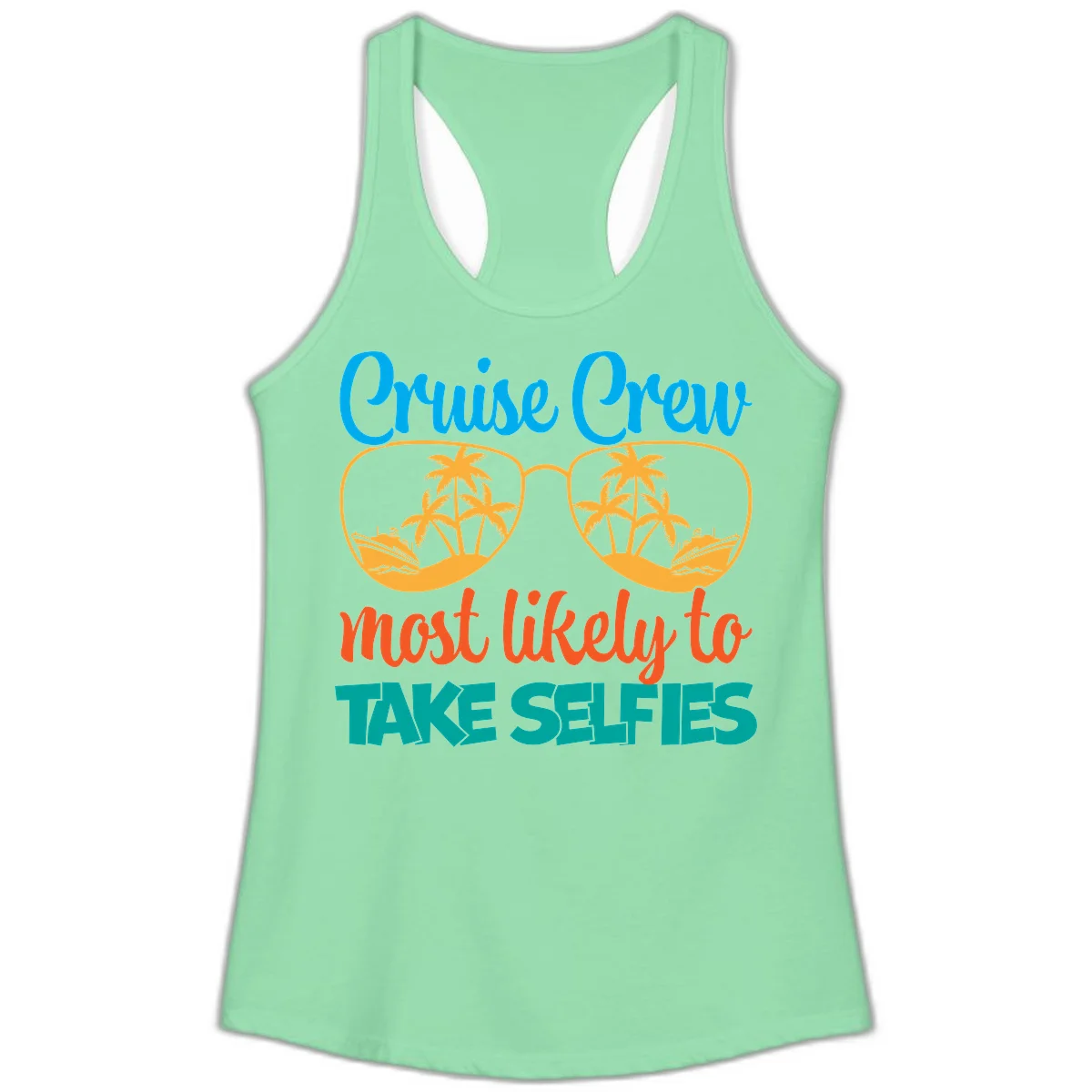 Cruise Crew Most Likely To Take Selfies Ladies Tank in Solid Mint