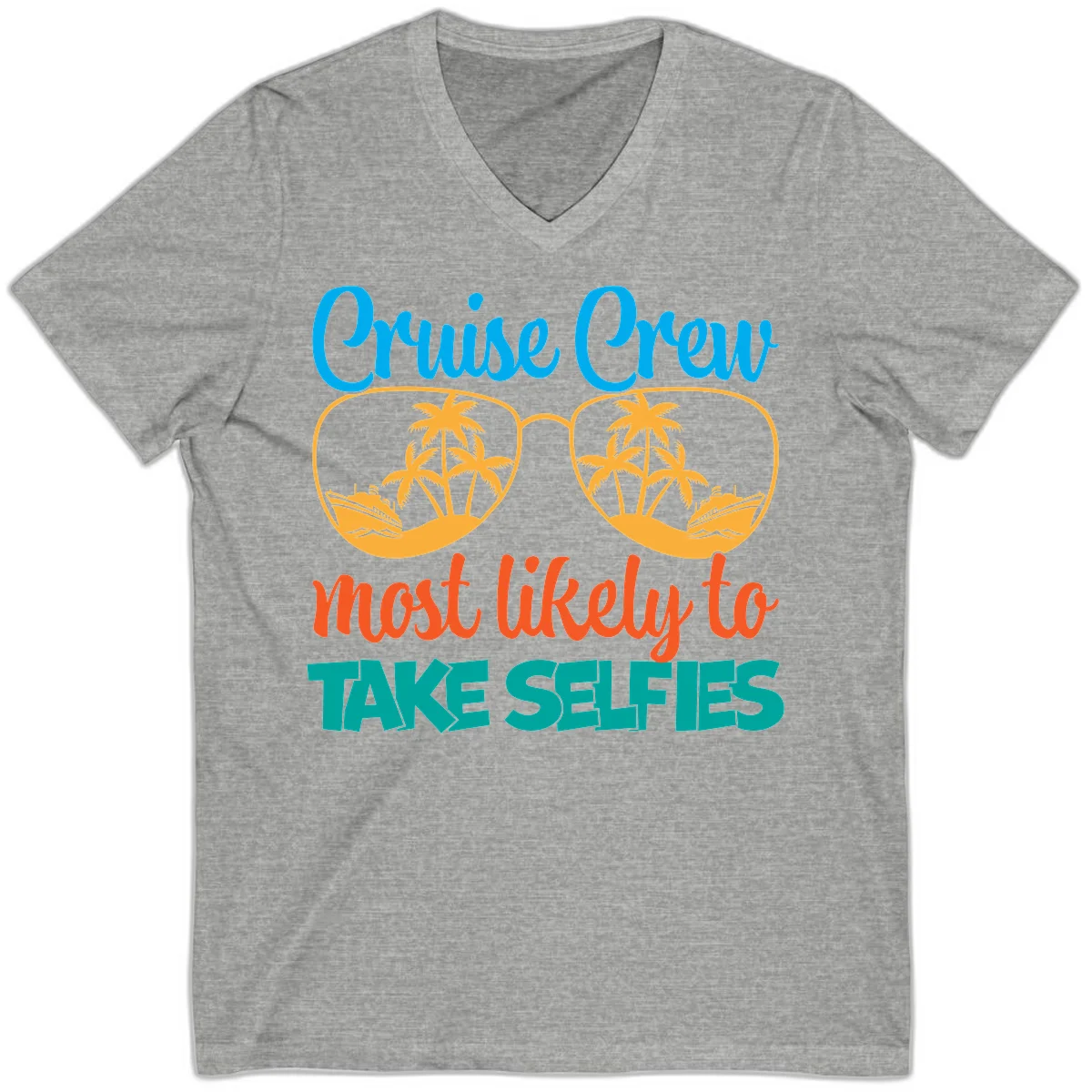 Cruise Crew Most Likely To Take Selfies V-Neck in Athletic Heather