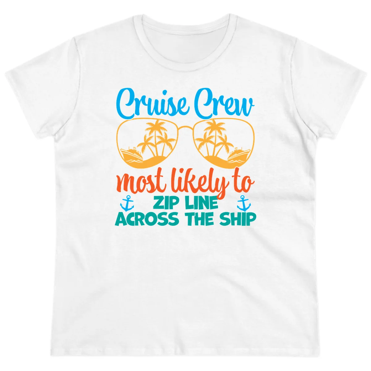 Cruise Crew Most Likely To Zip Line Ladies Tee in White