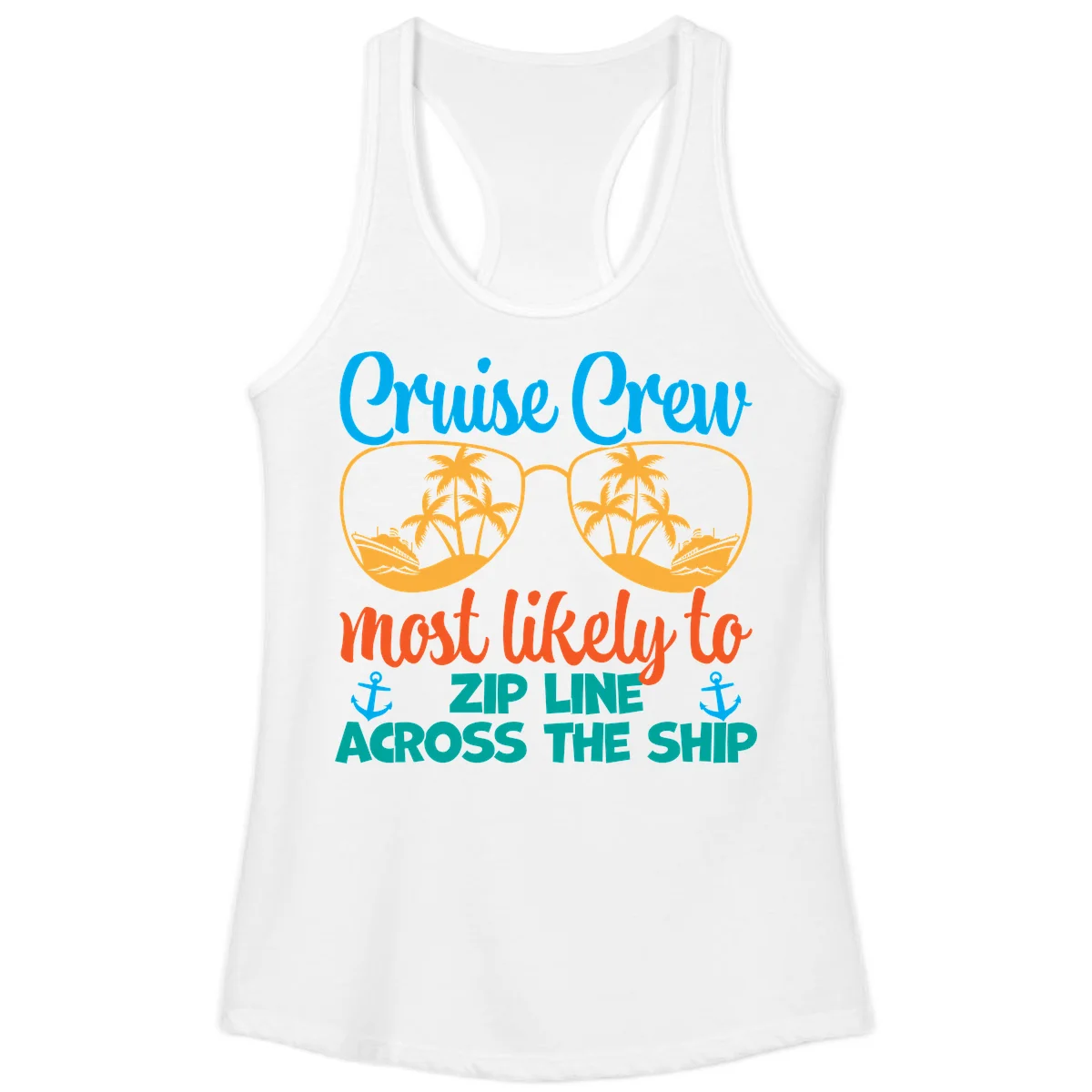 Cruise Crew Most Likely To Zip Line Ladies Tank in White