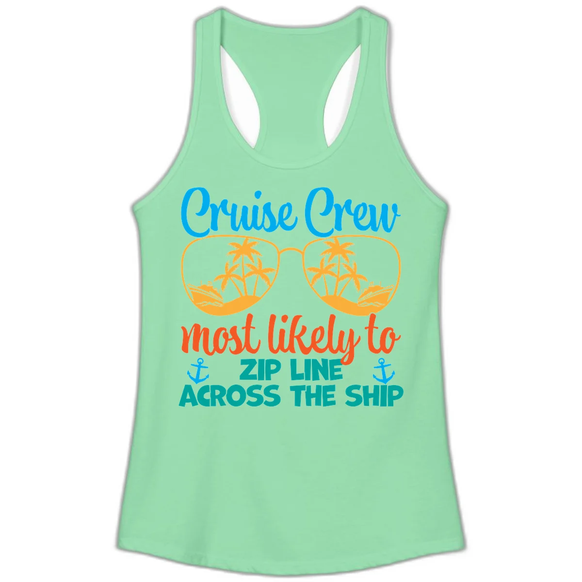 Cruise Crew Most Likely To Zip Line Ladies Tank in Solid Mint
