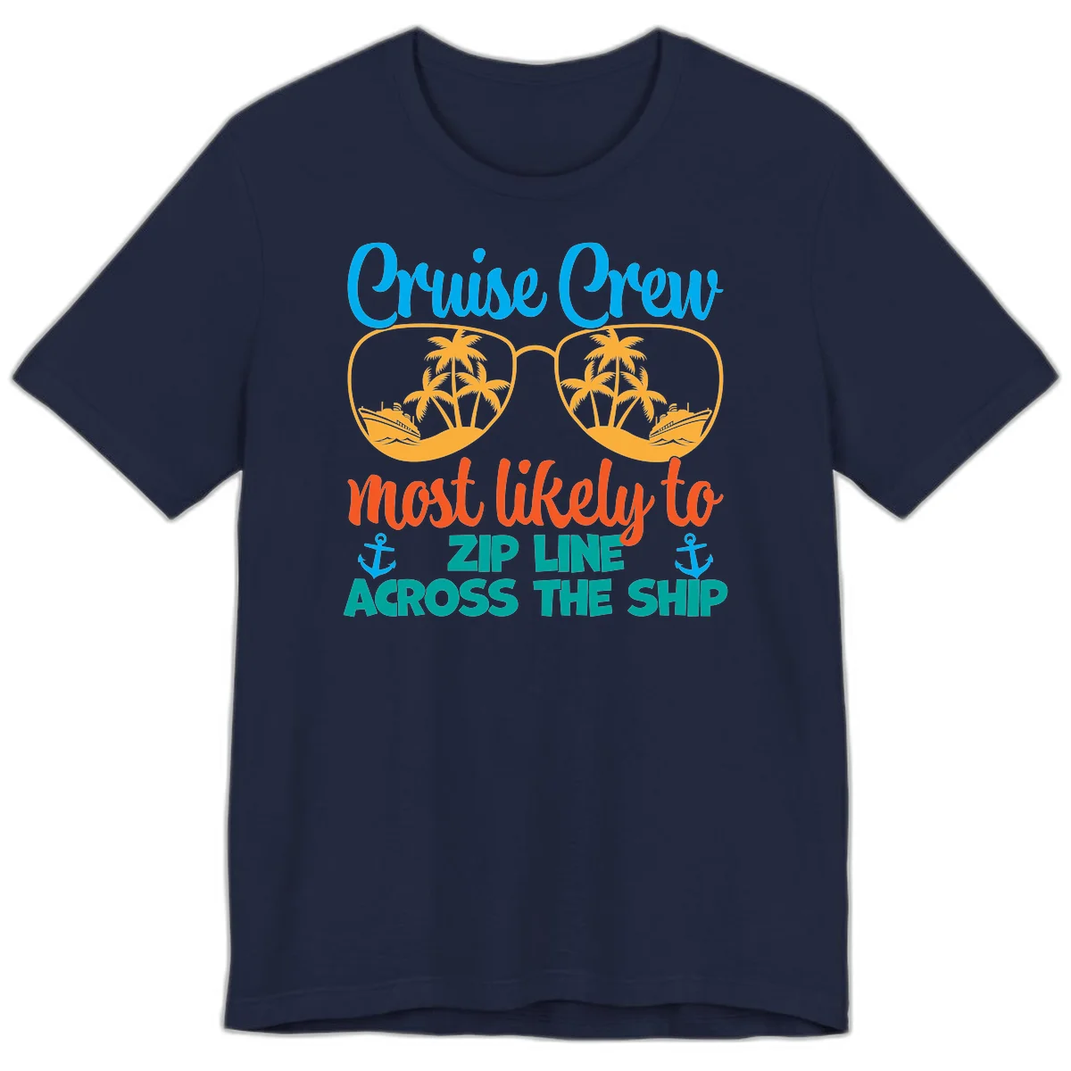 Cruise Crew Most Likely To Zip Line Premium T-Shirt in Navy