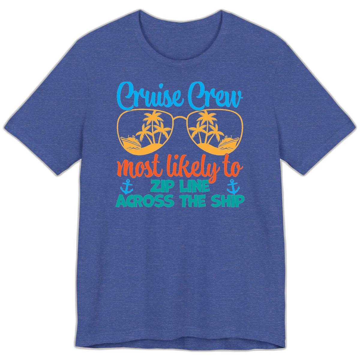 Cruise Crew Most Likely To Zip Line Premium T-Shirt in Heather True Royal