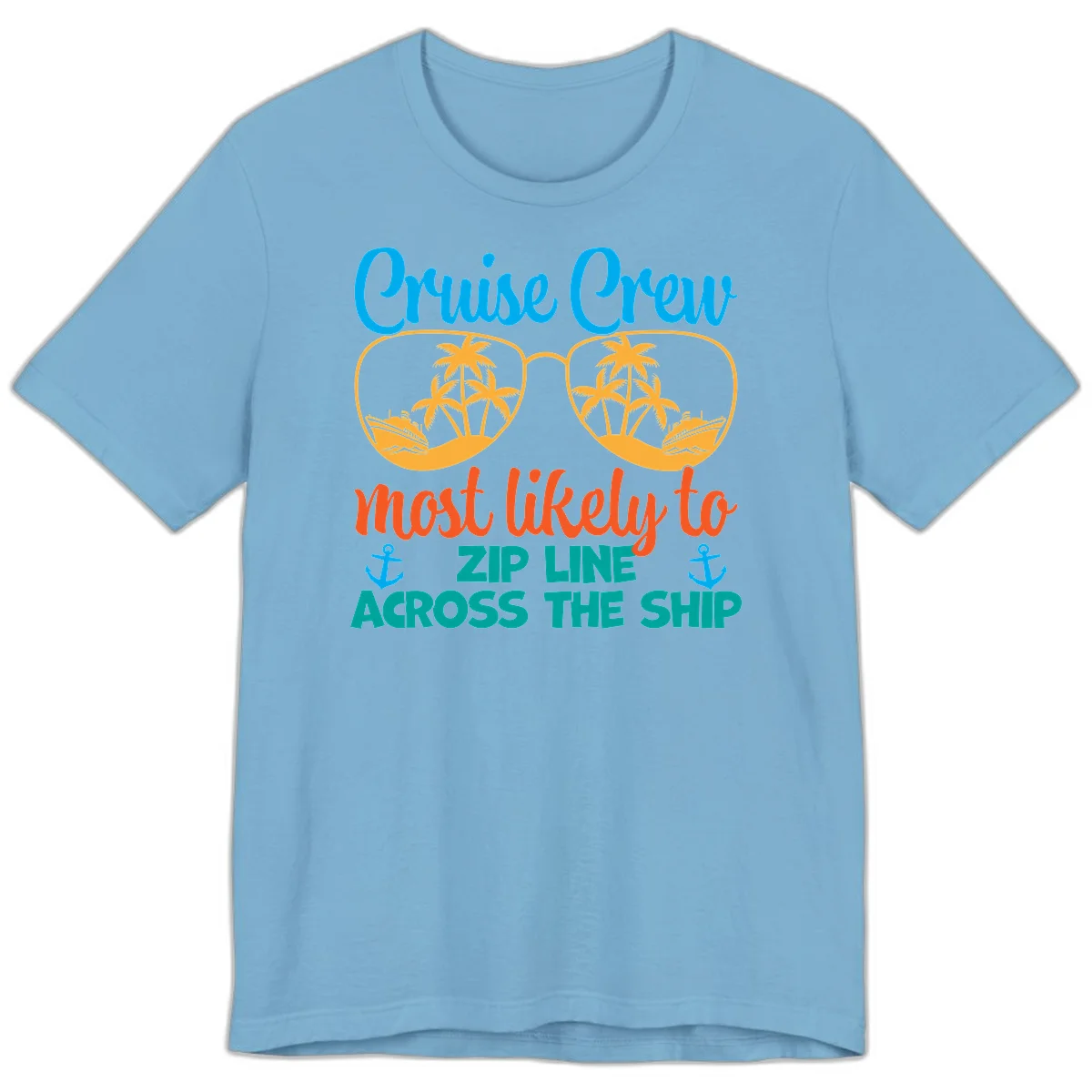 Cruise Crew Most Likely To Zip Line Premium T-Shirt in Ocean Blue