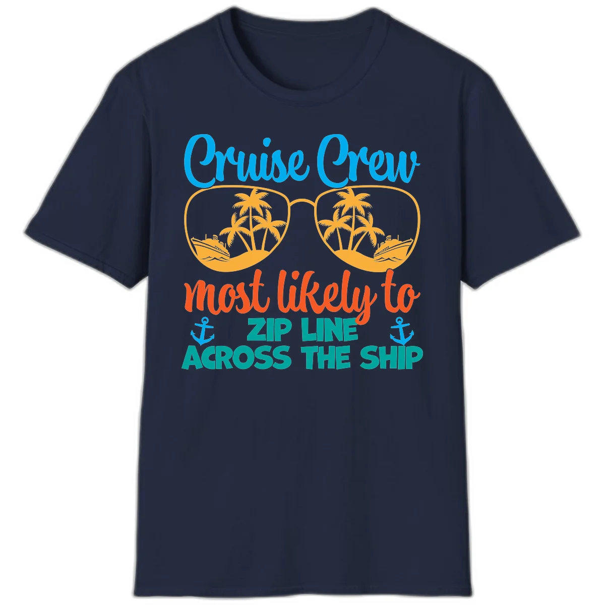 Cruise Crew Most Likely To Zip Line T-Shirt in Navy