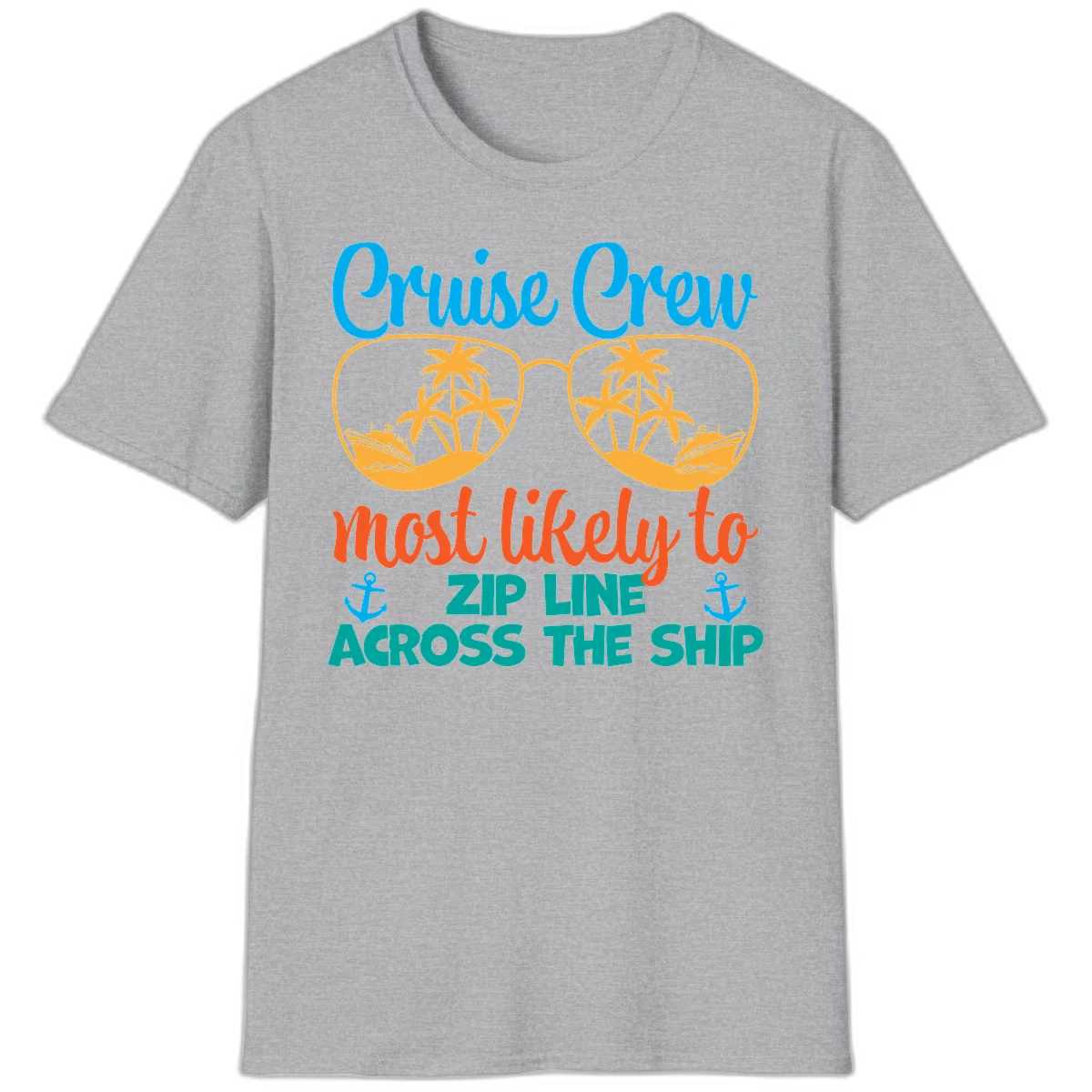 Cruise Crew Most Likely To Zip Line T-Shirt in Sport Grey