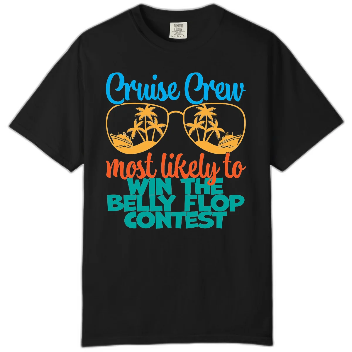 Cruise Crew Belly Flop Contest Comfort Color Tee in Black