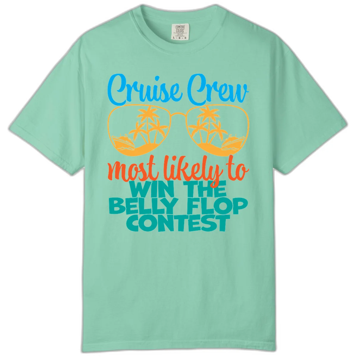 Cruise Crew Belly Flop Contest Comfort Color Tee in Island Reef