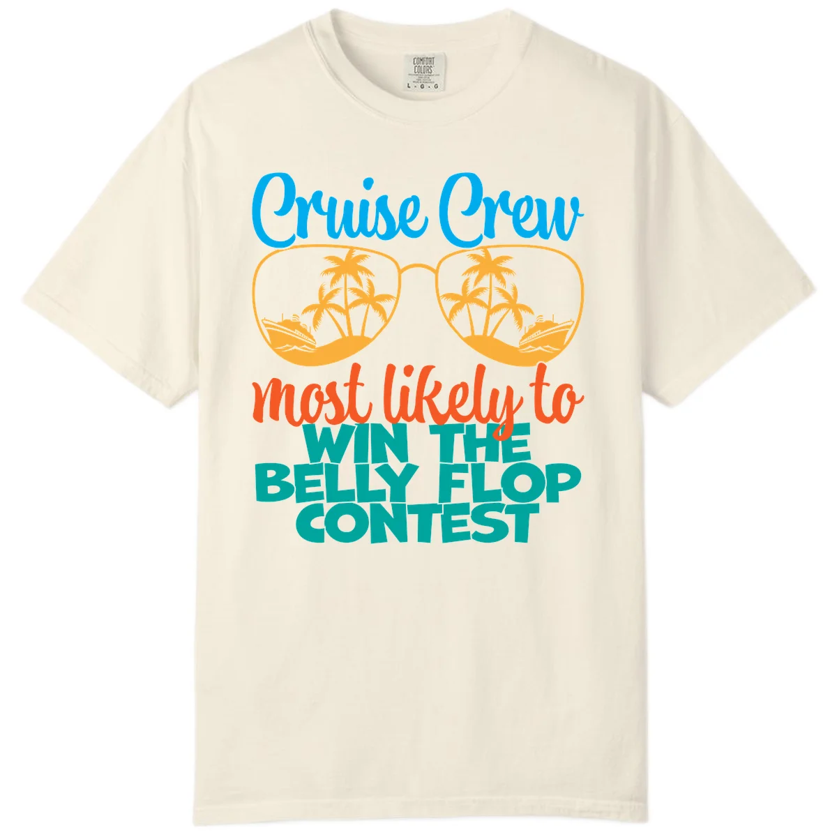 Cruise Crew Belly Flop Contest Comfort Color Tee in Ivory