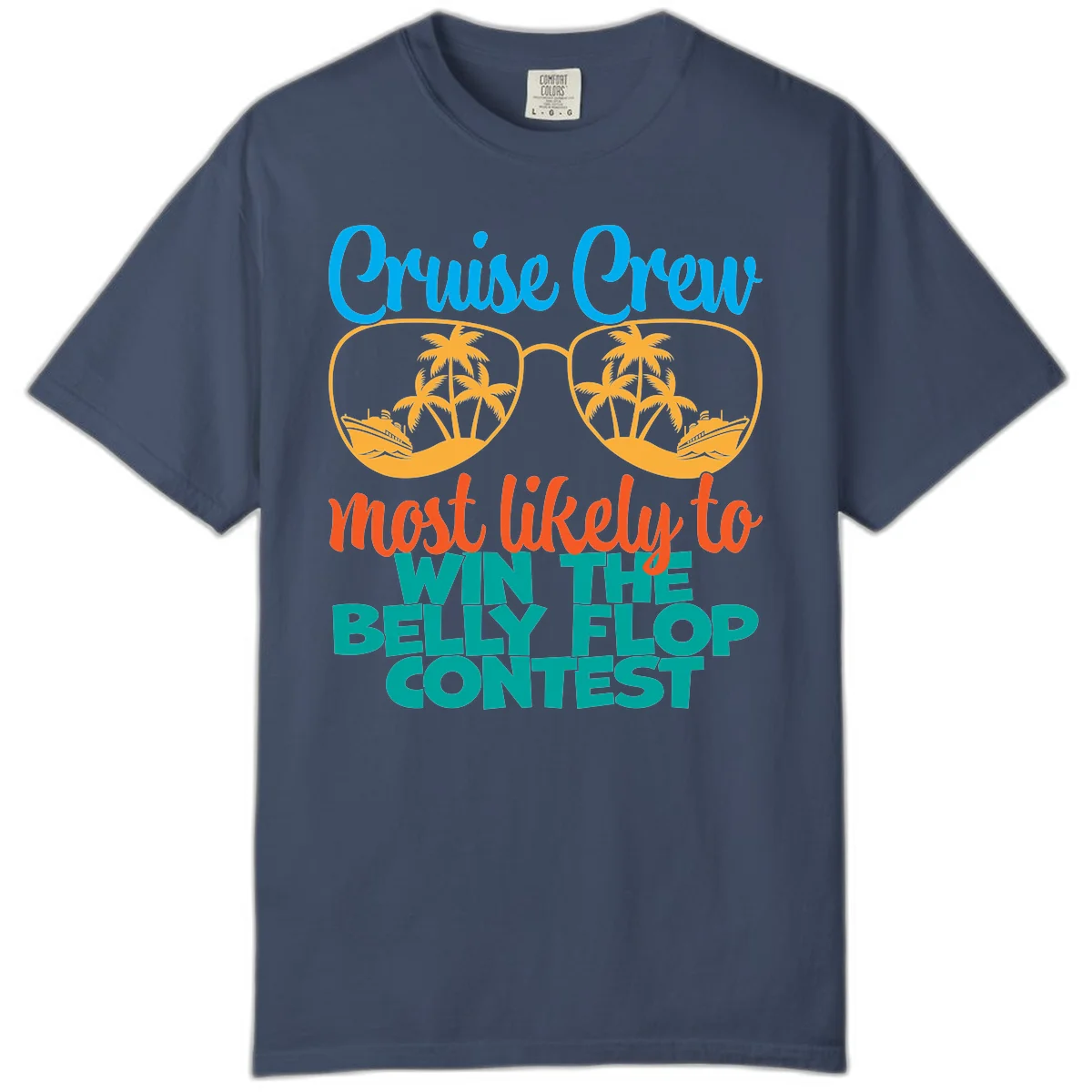 Cruise Crew Belly Flop Contest Comfort Color Tee in Midnight