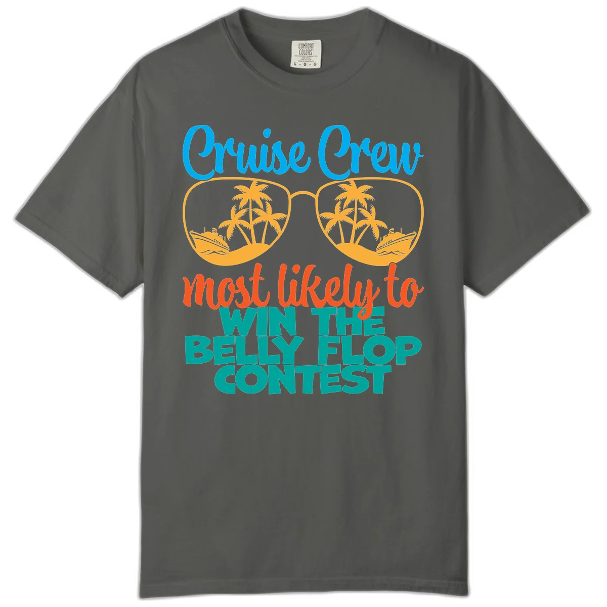Cruise Crew Belly Flop Contest Comfort Color Tee in Pepper