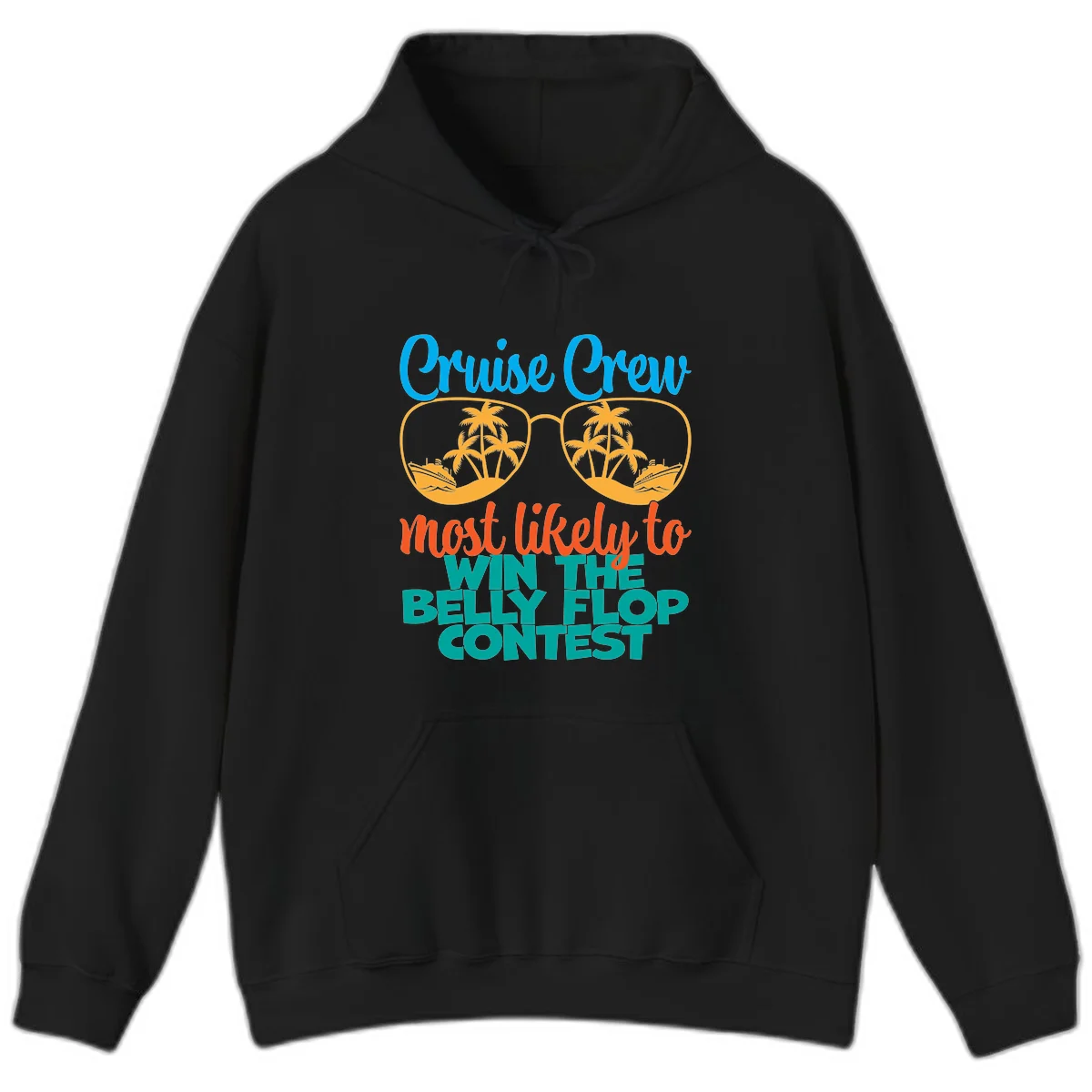 Cruise Crew Belly Flop Contest Hoodie in Black