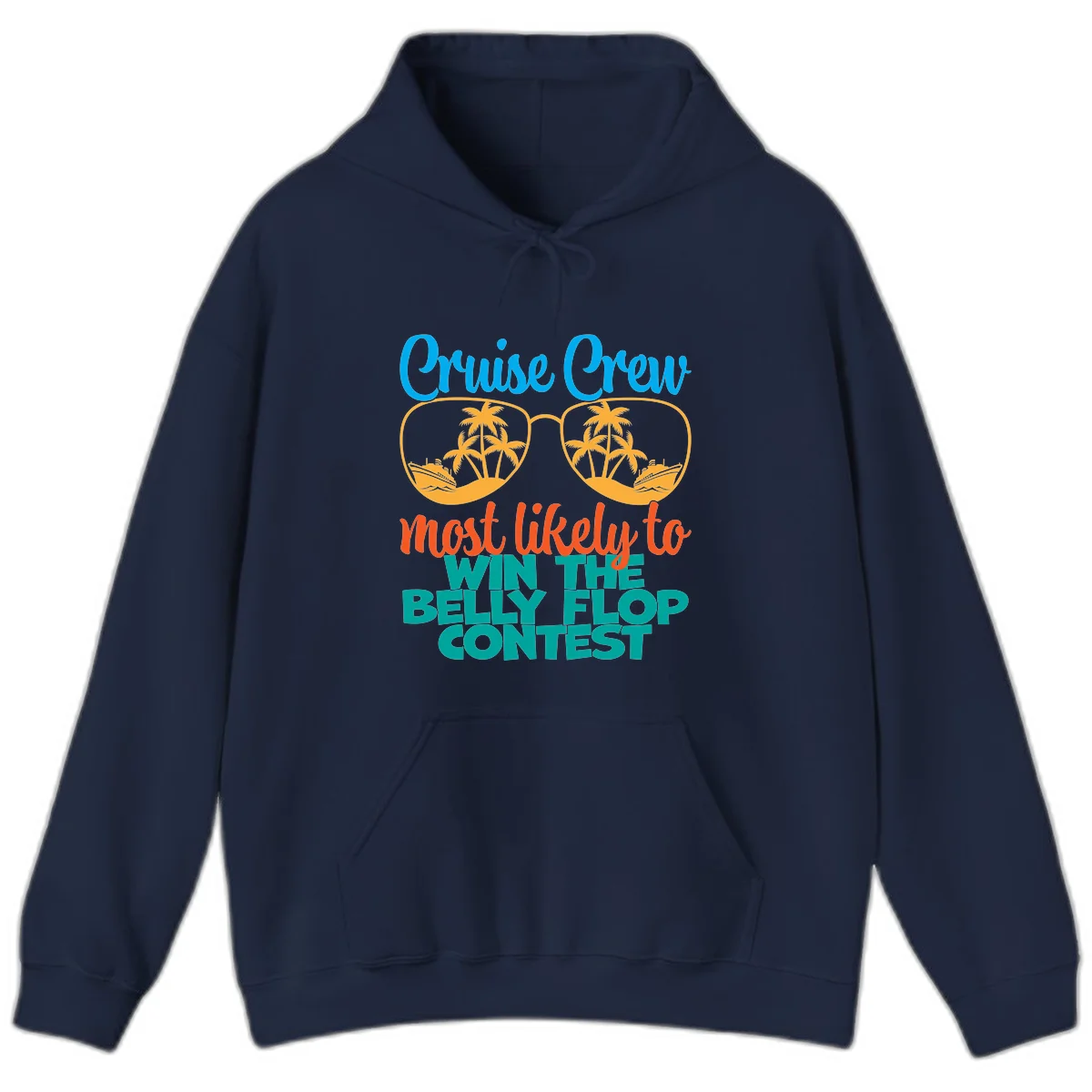 Cruise Crew Belly Flop Contest Hoodie in Navy