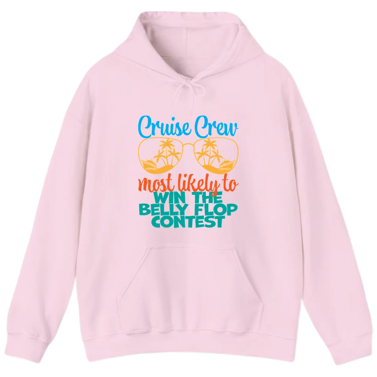 Cruise Crew Belly Flop Contest Hoodie in Light Pink