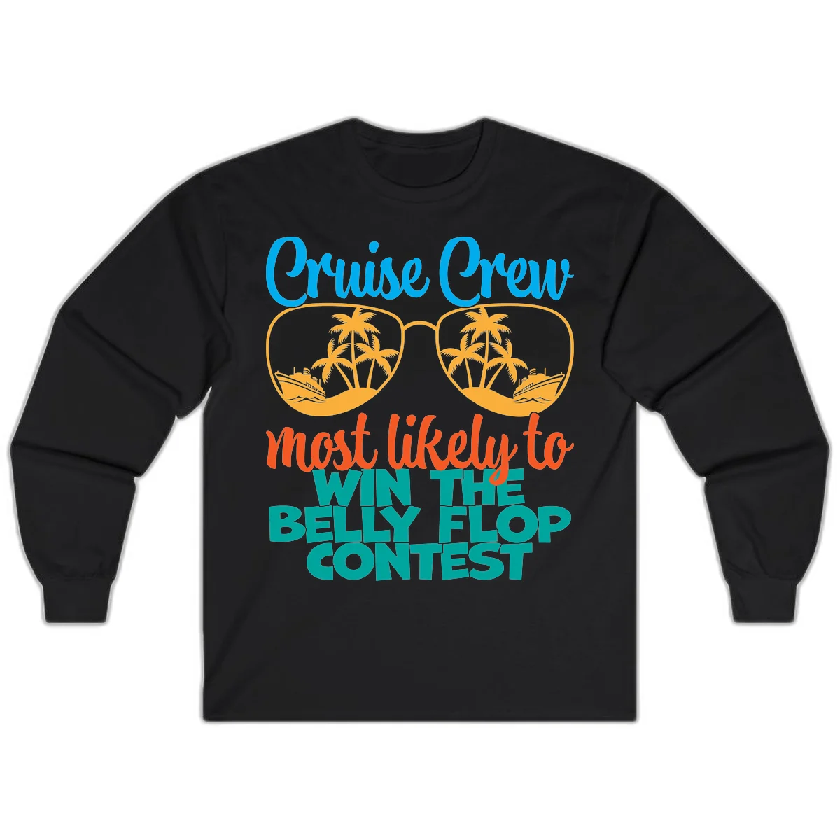 Cruise Crew Belly Flop Contest Long Sleeve in Black