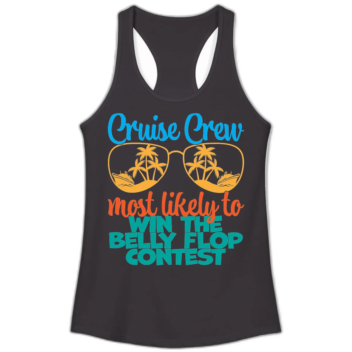 Cruise Crew Belly Flop Contest Ladies Tank in Black