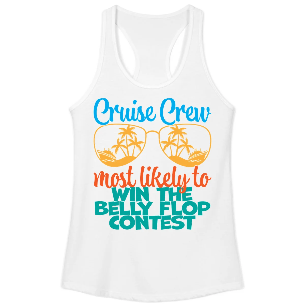 Cruise Crew Belly Flop Contest Ladies Tank in White