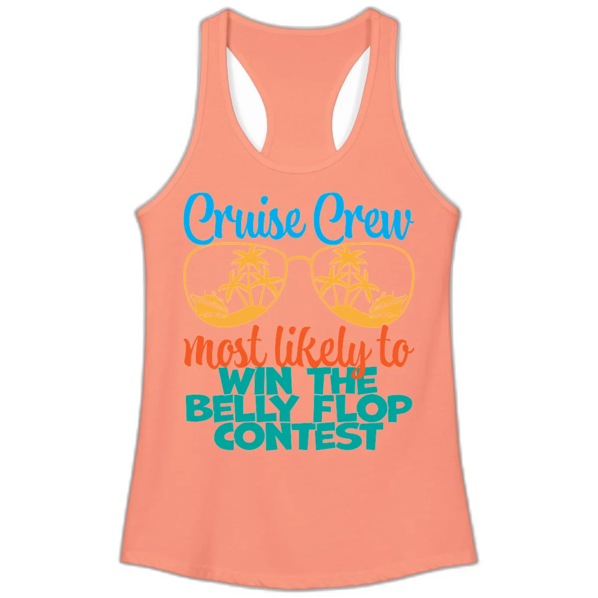 Cruise Crew Belly Flop Contest Ladies Tank in Solid Light Orange