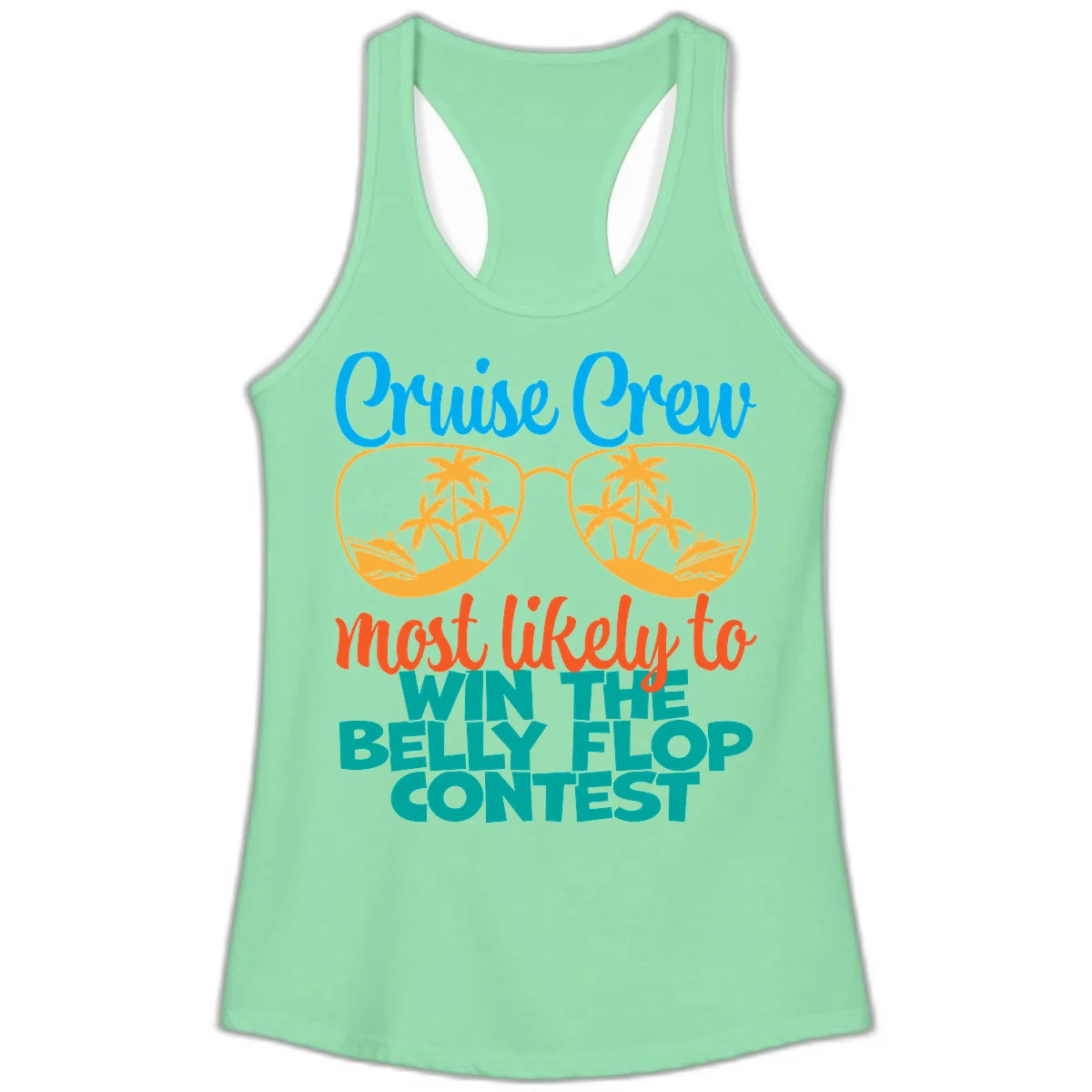 Cruise Crew Belly Flop Contest Ladies Tank in Solid Mint