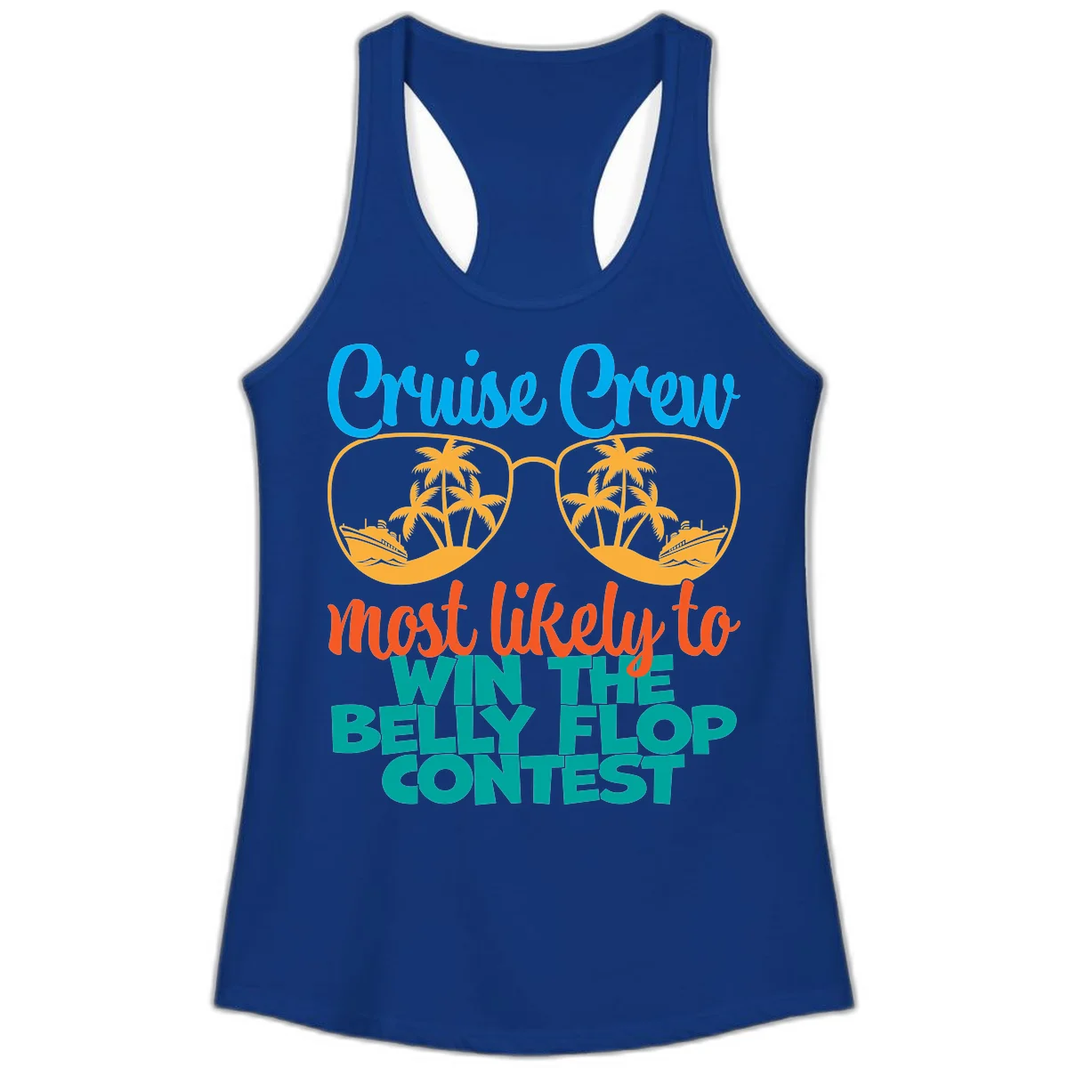 Cruise Crew Belly Flop Contest Ladies Tank in Solid Royal