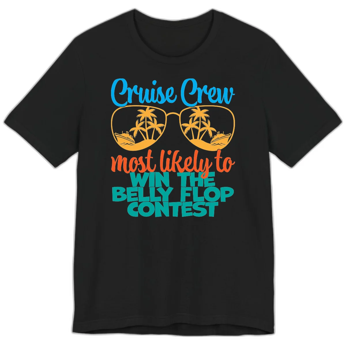 Cruise Crew Belly Flop Contest Premium T-Shirt in Black