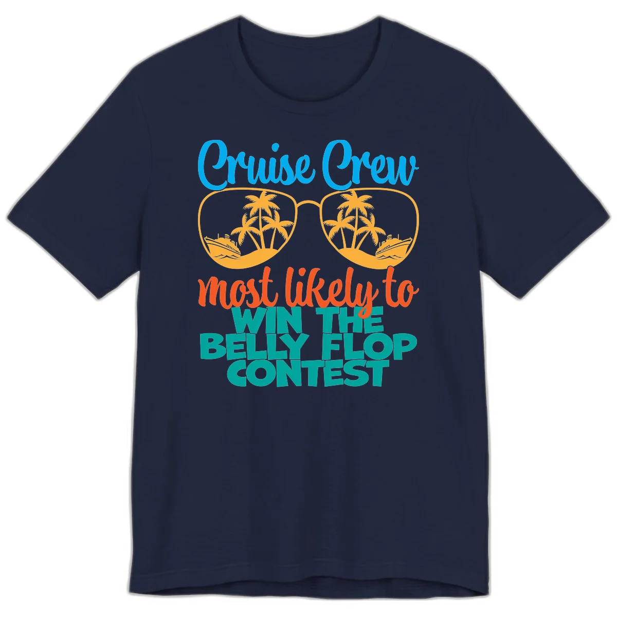 Cruise Crew Belly Flop Contest Premium T-Shirt in Navy