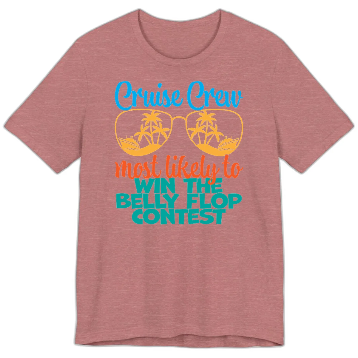 Cruise Crew Belly Flop Contest Premium T-Shirt in Heather Mauve
