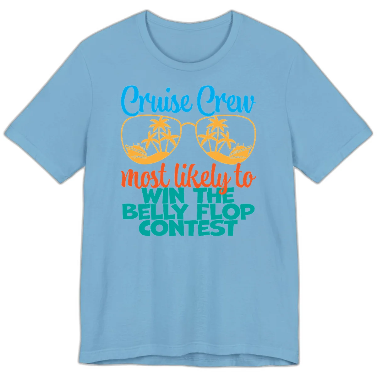 Cruise Crew Belly Flop Contest Premium T-Shirt in Ocean Blue