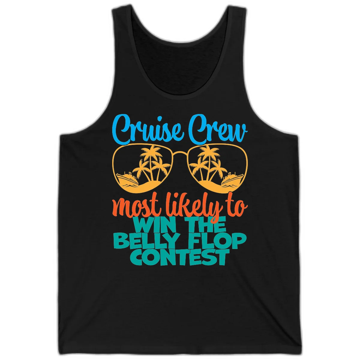 Cruise Crew Belly Flop Contest Tank Top in Black