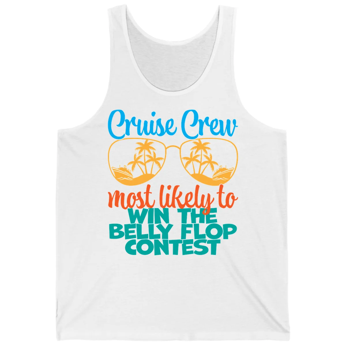 Cruise Crew Belly Flop Contest Tank Top in White