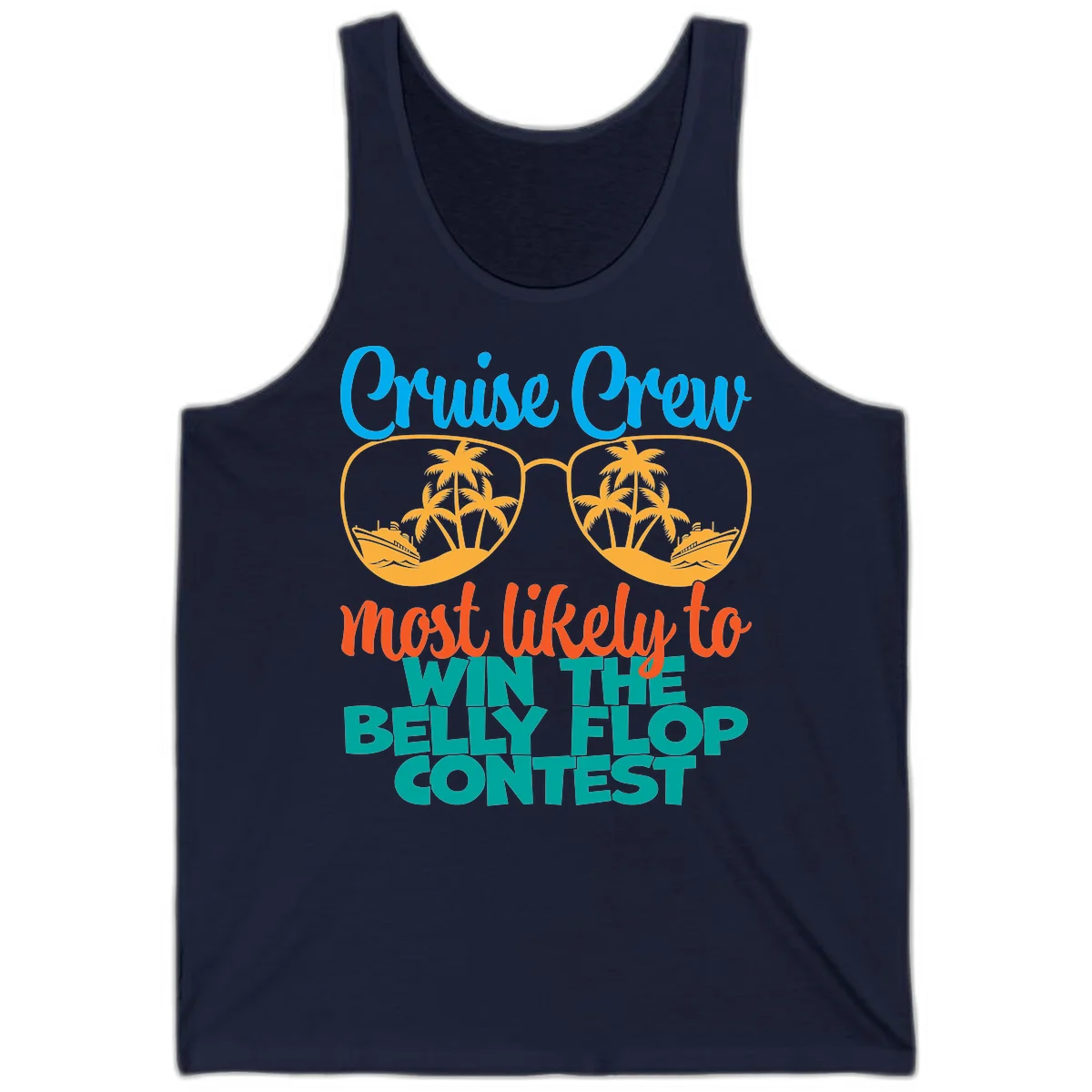 Cruise Crew Belly Flop Contest Tank Top in Navy