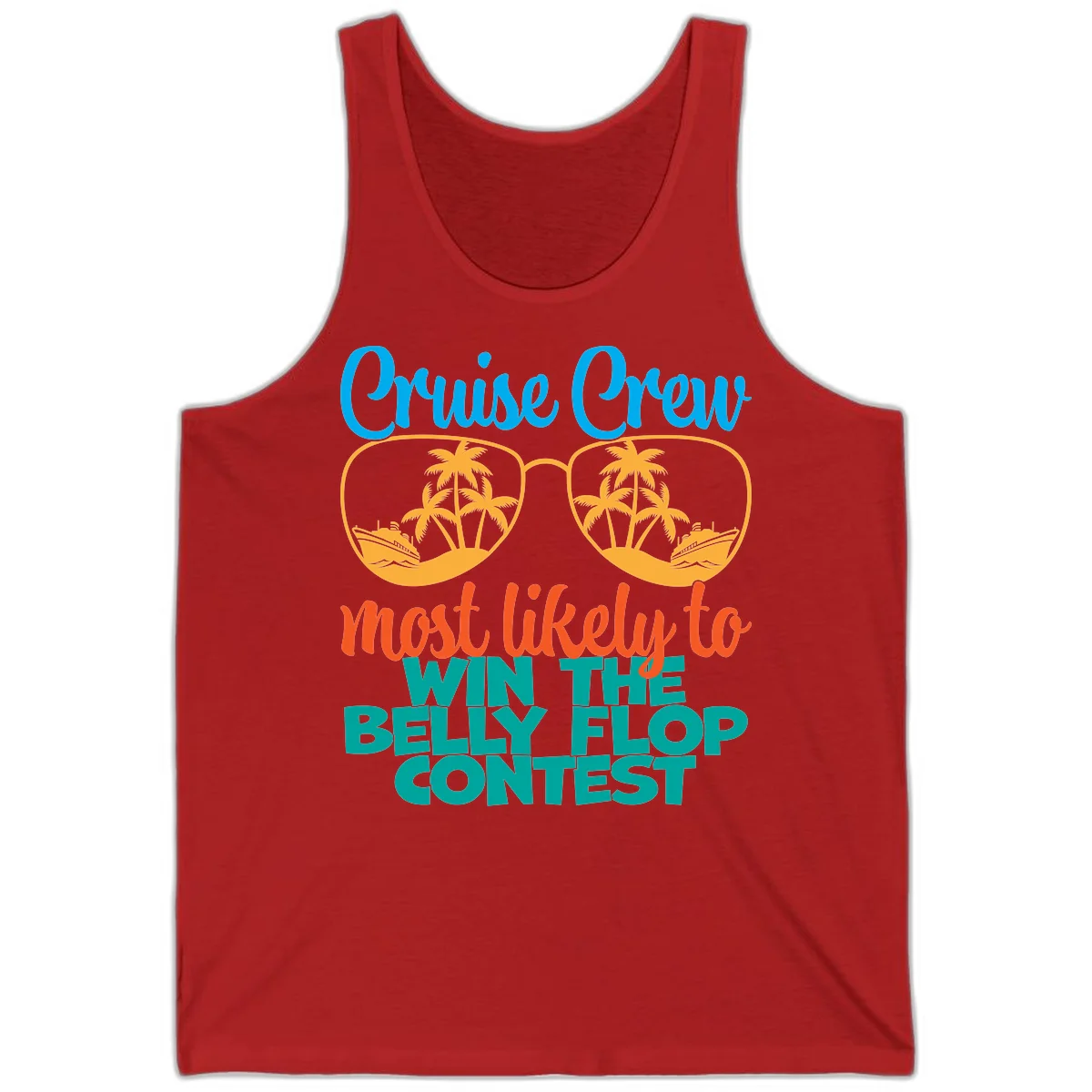 Cruise Crew Belly Flop Contest Tank Top in Red