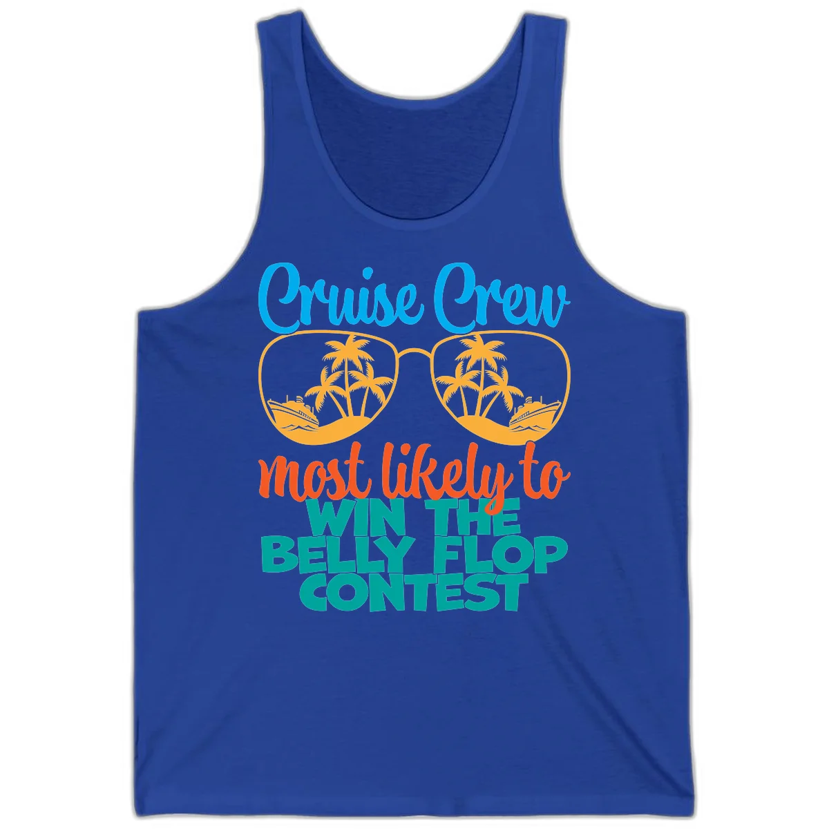Cruise Crew Belly Flop Contest Tank Top in True Royal