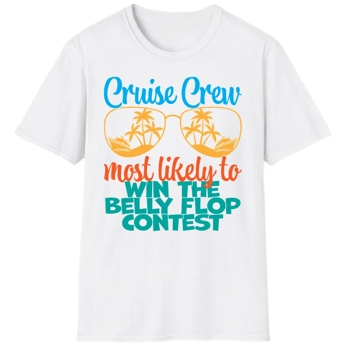 Cruise Crew Belly Flop Contest Funny T-Shirt in White