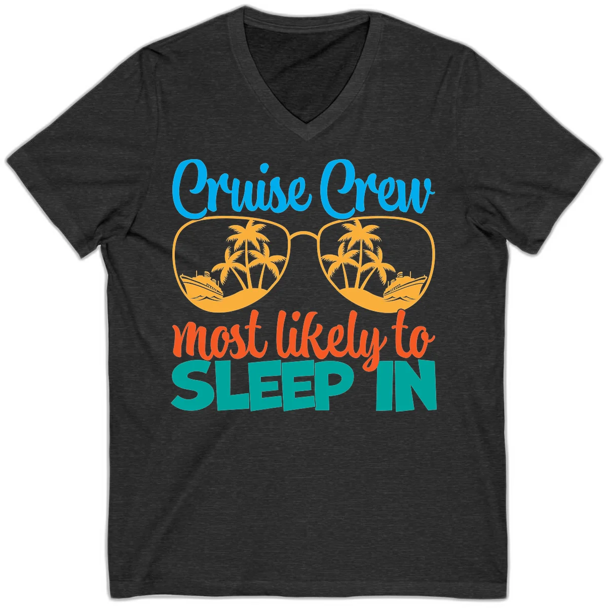 Cruise Crew Most Likely To Sleep In V-Neck in Dark Grey Heather