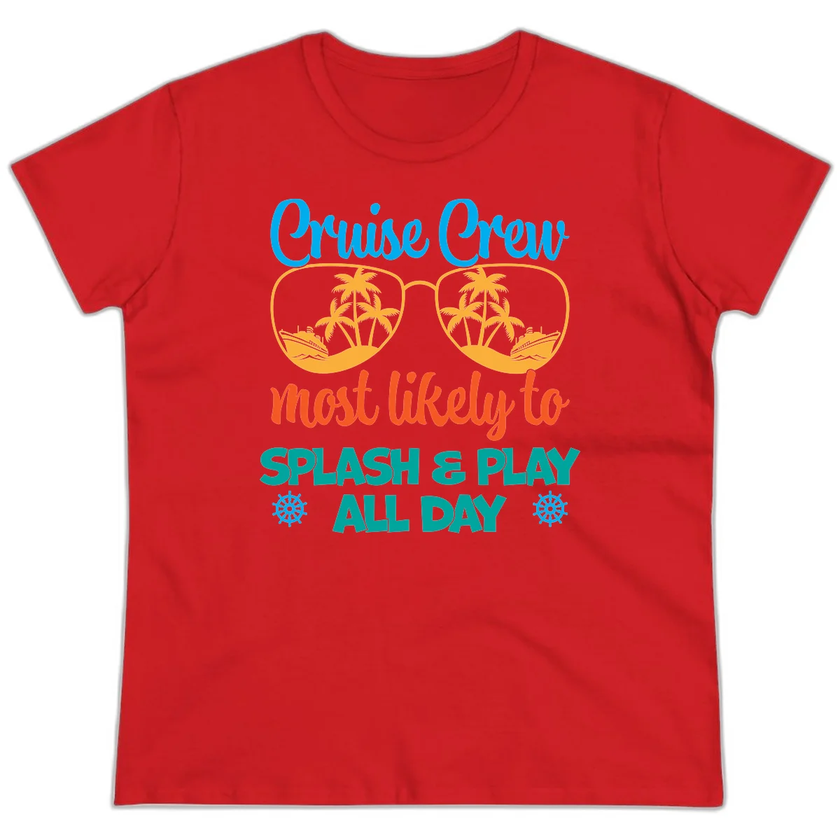 Cruise Crew Most Likely To Splash & Play Ladies Tee in Red