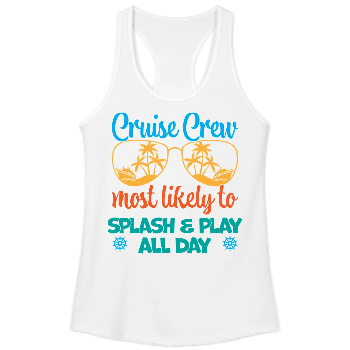Cruise Crew Most Likely To Splash & Play Ladies Tank in White