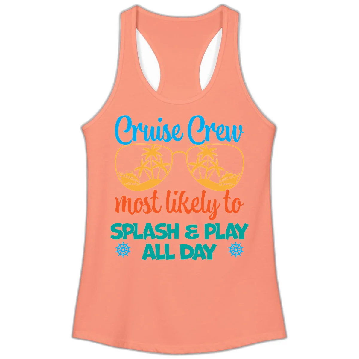 Cruise Crew Most Likely To Splash & Play Ladies Tank in Solid Light Orange