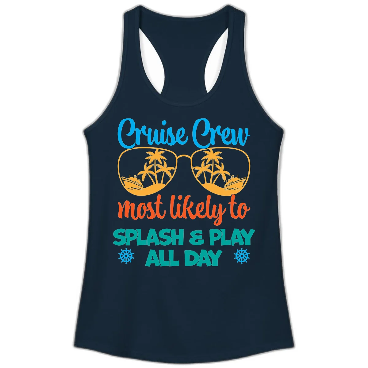 Cruise Crew Most Likely To Splash & Play Ladies Tank in Solid Midnight Navy
