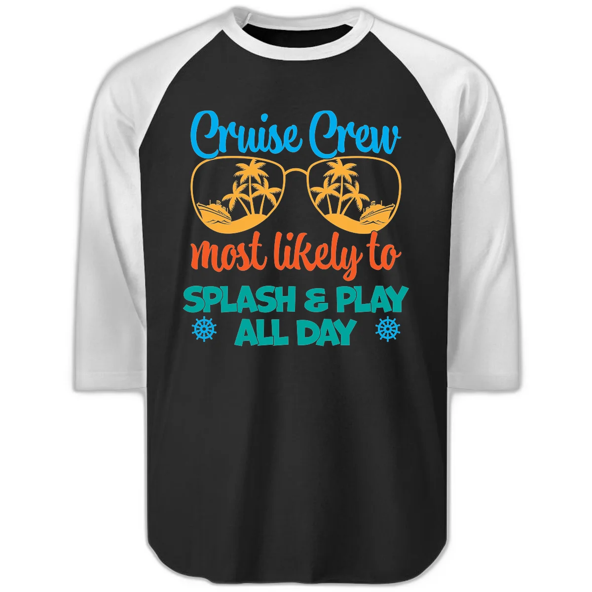 Cruise Crew Most Likely To Splash & Play Raglan 3/4 in Black White