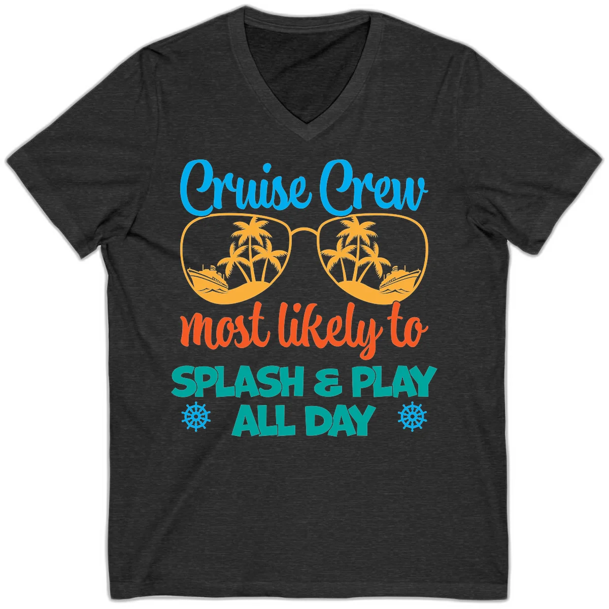 Cruise Crew Most Likely To Splash & Play V-Neck in Dark Grey Heather