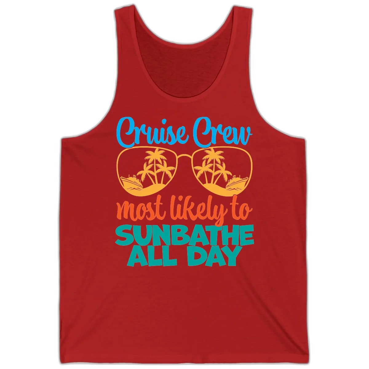 Cruise Crew Most Likely To Sunbathe All Day Tank in Red