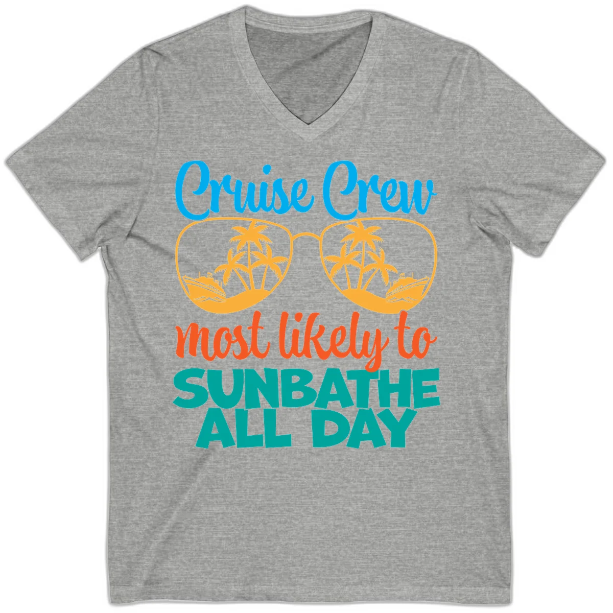 Cruise Crew Most Likely To Sunbathe All Day V-Neck in Athletic Heather