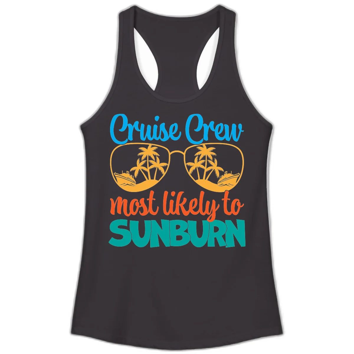 Cruise Crew Most Likely To Sunburn Ladies Tank in Black