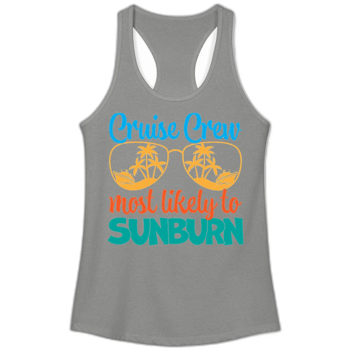 Cruise Crew Most Likely To Sunburn Ladies Tank in Heather Grey