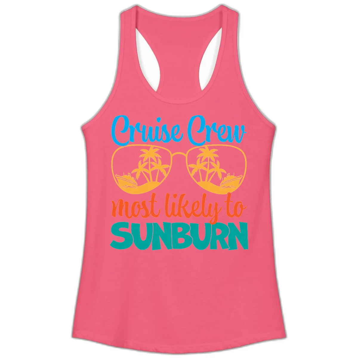 Cruise Crew Most Likely To Sunburn Ladies Tank in Hot Pink